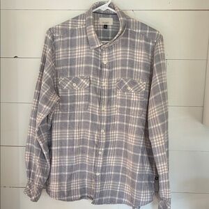 Civil Society Gray White Ran Plaid Button- Up Shirt Size Large